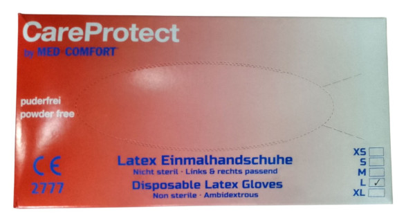 Luvas latex s/pó M x100 CARE PROTECT