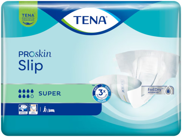 TENA Slip Super: Fralda c/ fitas aderentes