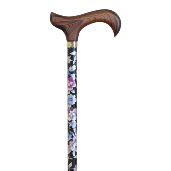 Bengala aluminio extensivel preta c/flores cabo T