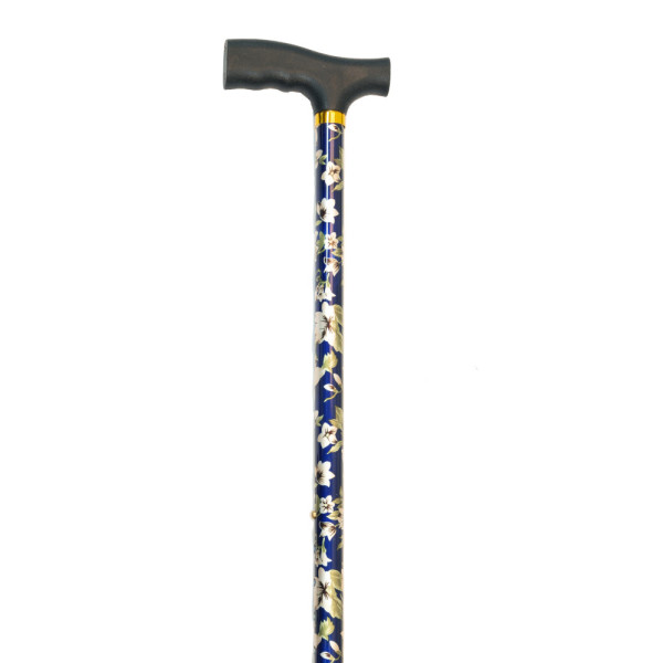 Bengala aluminio extensivel azul c/ flores cabo T