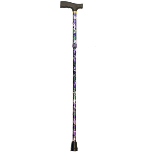 Bengala aluminio extensivel preta c/ flores cabo T