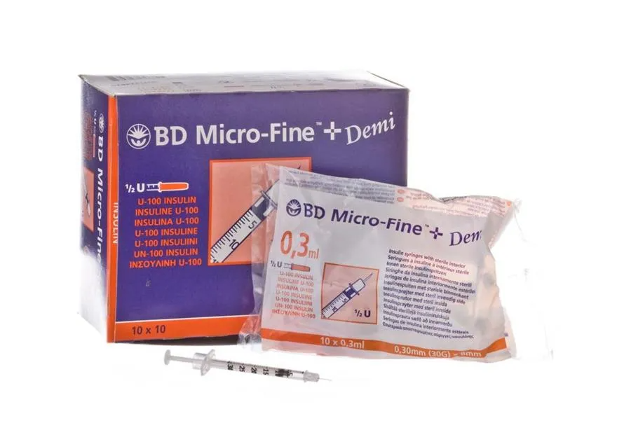 Seringa BD Micro-Fine Insulina 0.3mL c/agulha 30G 0.3x8mm cx100uni
