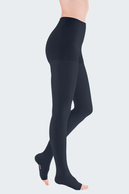 Meia Elastica classe 2 curta collant (II, PRETO, PE ABERTO)
