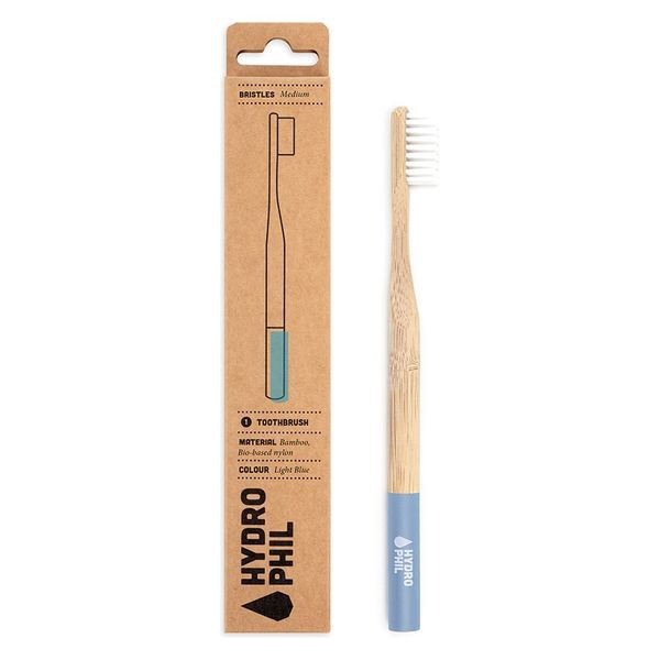Escova dentes bambu medio azul claro