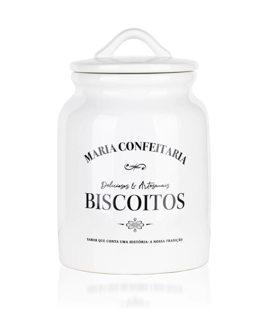 Frasco de Cerâmica com Biscoitos Maria Confeitaria