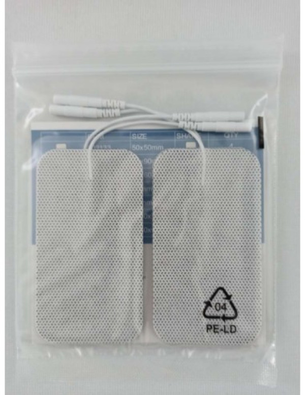 Eléctrodos Auto-Adesivos KLMED C/ Cabo | 50x90mm | TENS/EMS | Pack 4 Unidades