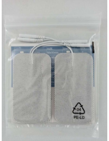 Eléctrodos Auto-Adesivos KLMED C/ Cabo | 50x90mm | TENS/EMS | Pack 4 Unidades