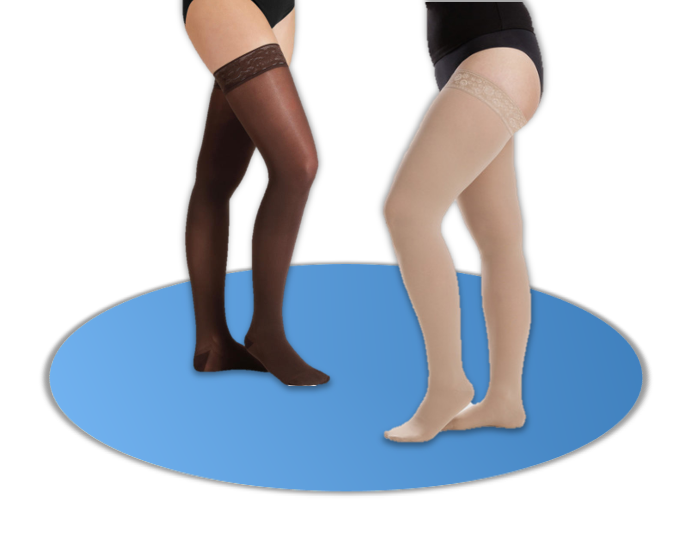 Meia elastica ate a raiz da coxa (cada) (II, PE FECHADA, CURTO)