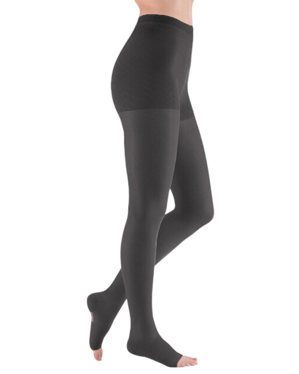 Mediven elegance® - Collant Elástico, Classe 2, Curta (III, PRETO, PE ABERTO)