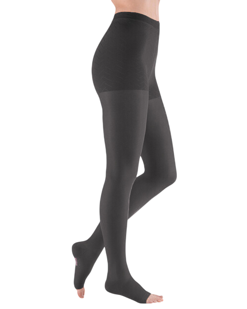 Mediven elegance® - Collant Elástico, Classe 2, Curta (III, PRETO, PE ABERTO)