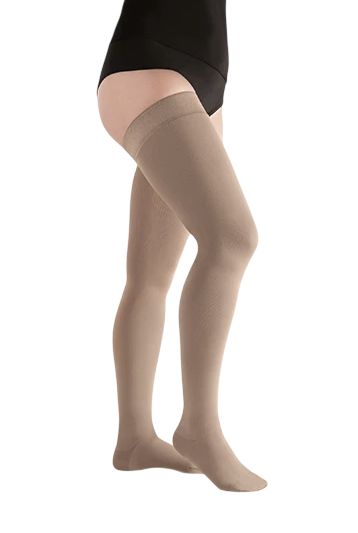 Meia elástica Juzo Move AG (Raiz da Coxa) - Pé Aberto (II BL, AMENDOA, PE ABERTO)