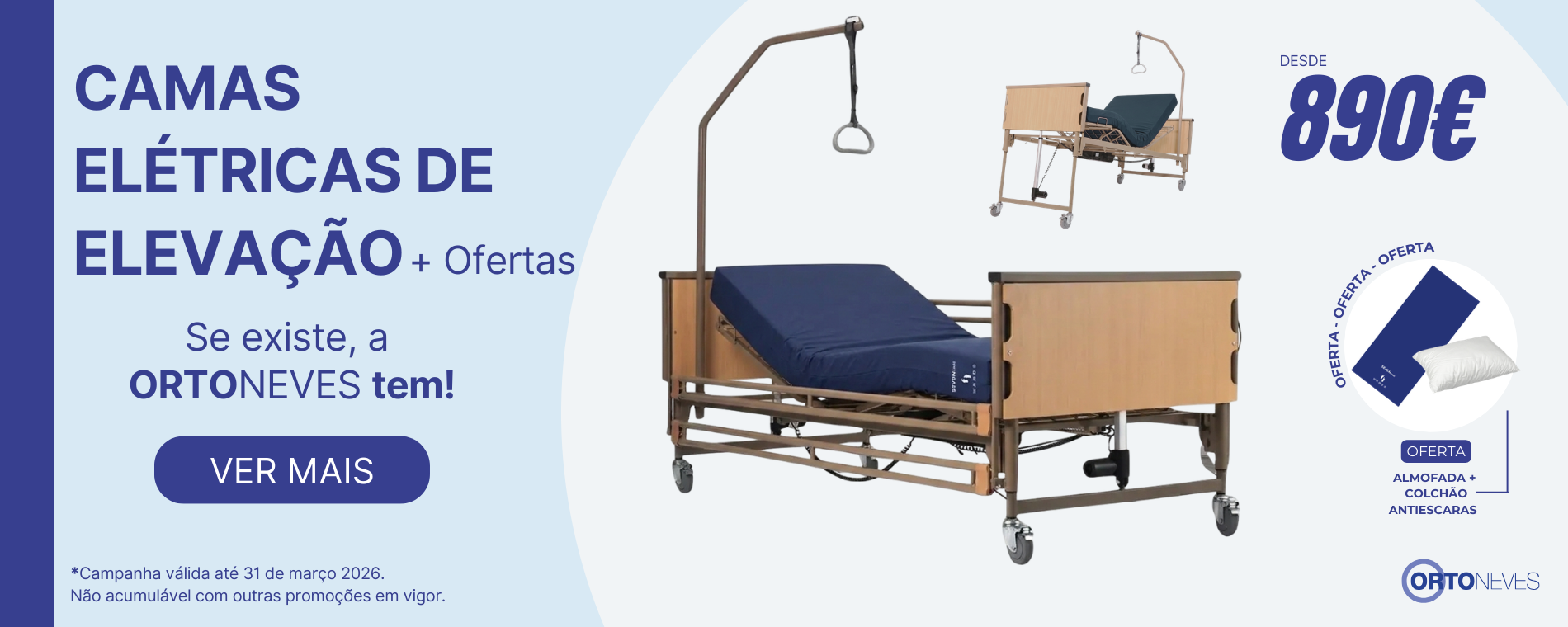 Camas Elétricas de Elevação c/ Colchão e Almofada