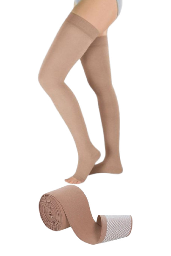 Meia Elástica Raiz da Coxa JUZO SOFT 2002 C/ Silicone Balance (IV, CURTO, PE ABERTO)