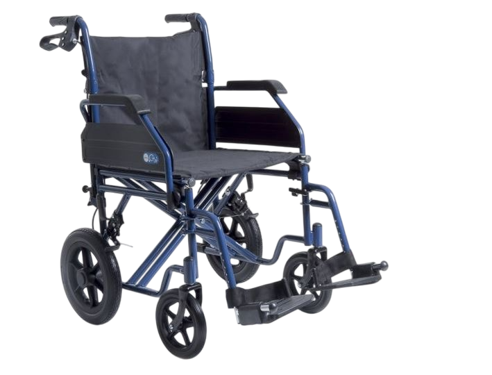 Cadeira de rodas de aço c/rodas transito e travão de acompanhante  (024) (45)