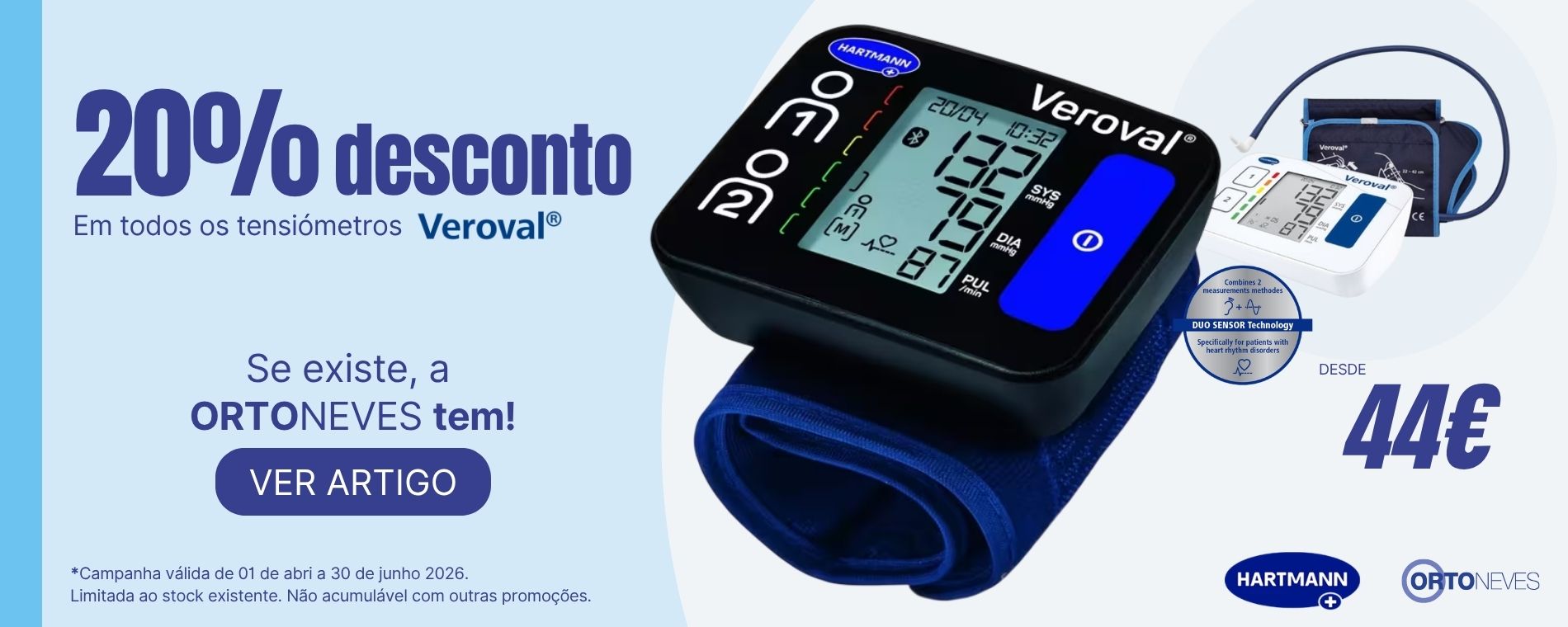 20% Desconto - Todos os tensiómetros Veroval