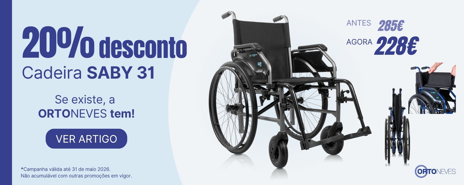 Saby 31 com rodas pneumáticas - 20% desconto