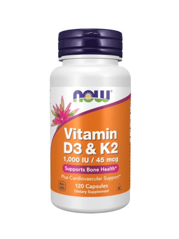 Vitamin D3 & K2 1000 UI / 45 mcg Now (120 Cápsulas)