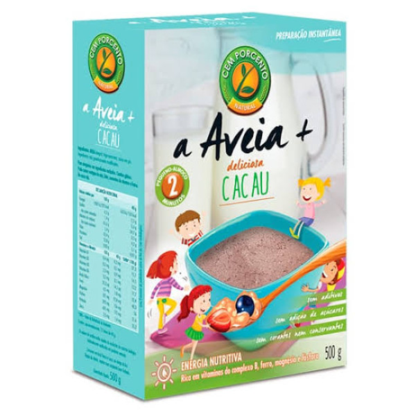Aveia+ Deliciosa cacau 500g Cem Porcento
