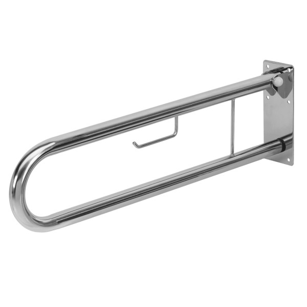 Barra de apoio articulado c/porta rolo inox