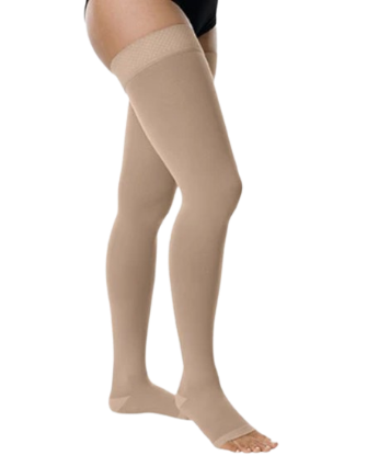 Meia elastica Basic Cl.2 até a Raiz da Coxa (.comprimento normal.pe aberto)