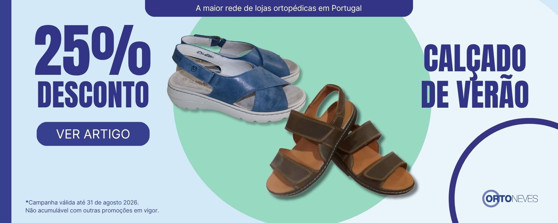 Desconto 25% em Calçado de Verão | Promoção OrtoNeves