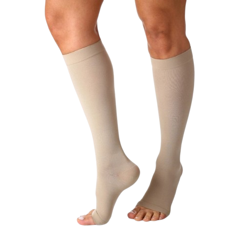 Meia elastica ate ao joelho par compre 1par (II, CURTO, PE ABERTO)