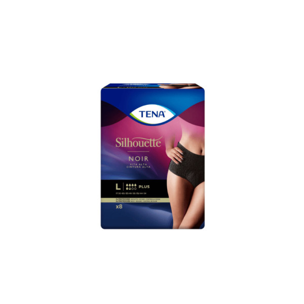 Tena silhouette cueca preto L plus x8
