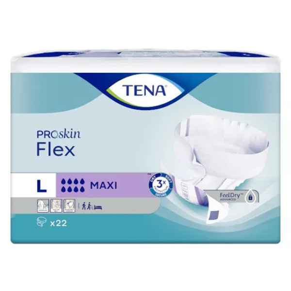 TENA ProSkin Flex MAXI: Fralda c/ cinto (T.L) - 22 uni.