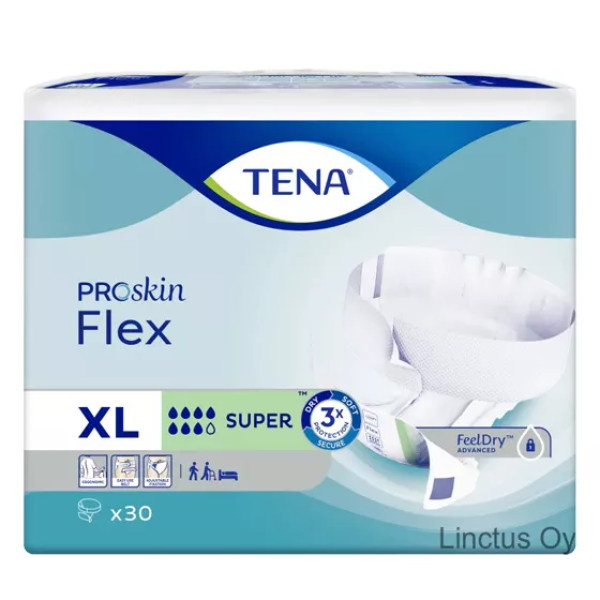 TENA ProSkin Flex SUPER: Fralda c/ cinto (T.XL) - 30 uni.