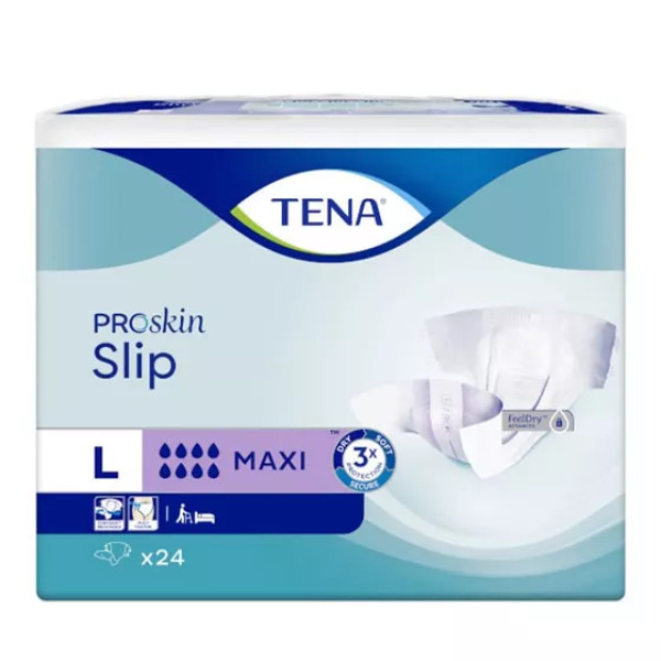 TENA Slip Maxi: Fralda c/ fitas aderentes T.L x24 uni.