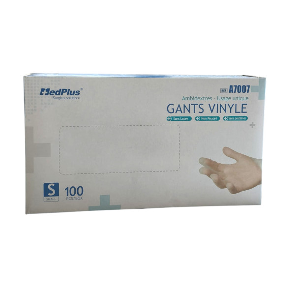 Luvas vinil s/pó S x100 MedPlus