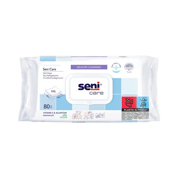 Toalhitas Húmidas Seni Care com Vitamina E – 80 Unidades XXL