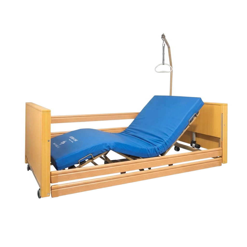 Cama Articulada Elétrica Libra Low Mobiak Libra LOW c/ painéis, grades em madeira e pendural