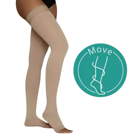 Meia Elástica Juzo Move AG Classe 2 - Silicone Balance (IV, NORMAL, PE ABERTO)
