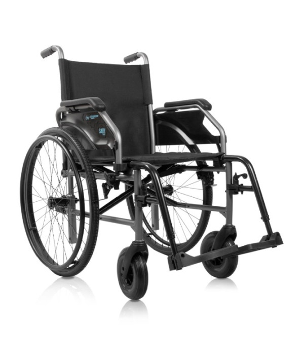 Cadeira de rodas aço SABY 21 roda pneumatica (CINZA, 42)